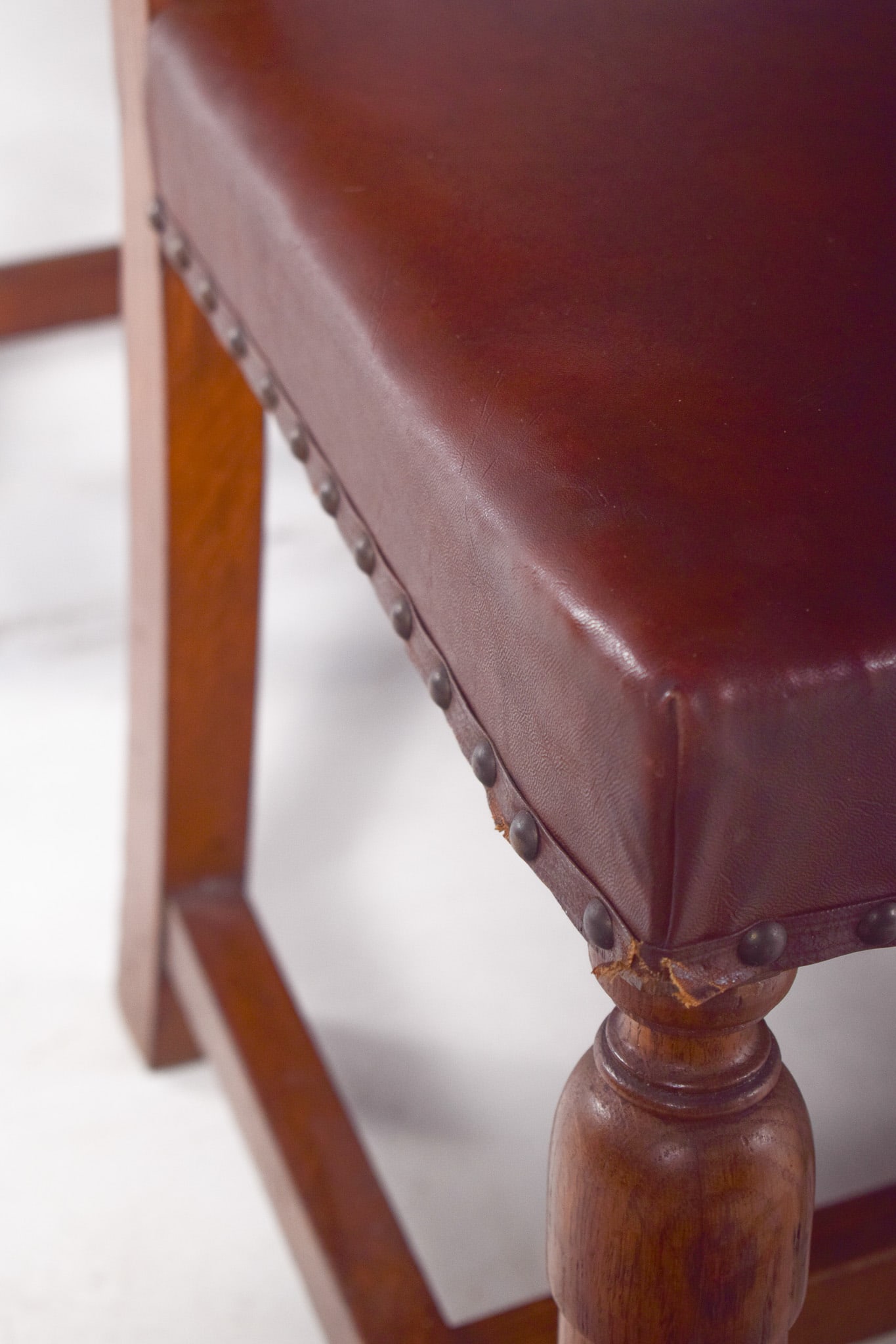 Chairs with Brown Leather Backs and Seats, Set of 6 - 6