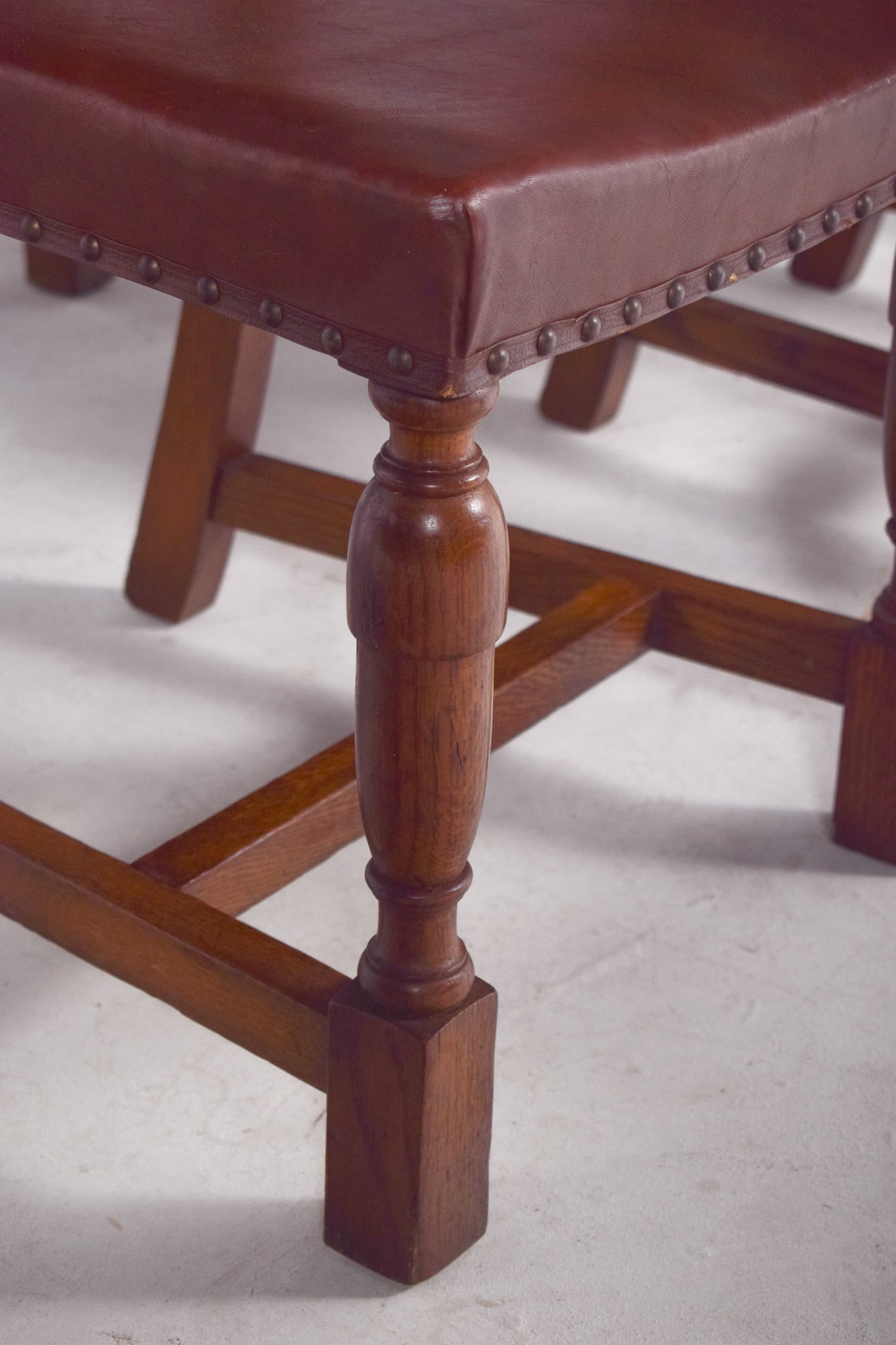 Chairs with Brown Leather Backs and Seats, Set of 6 - 8