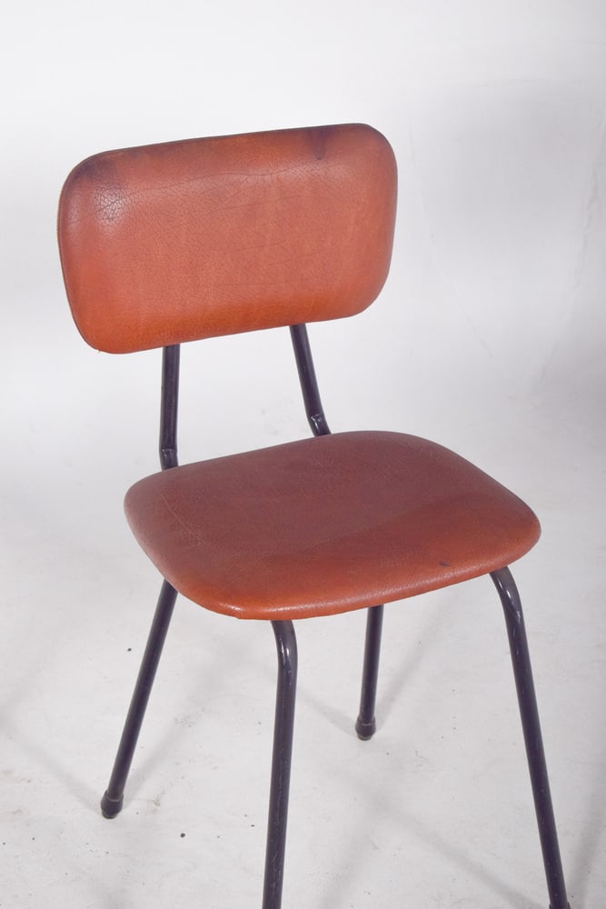 Chair in Red Synthetic Leather, 1970s - 4
