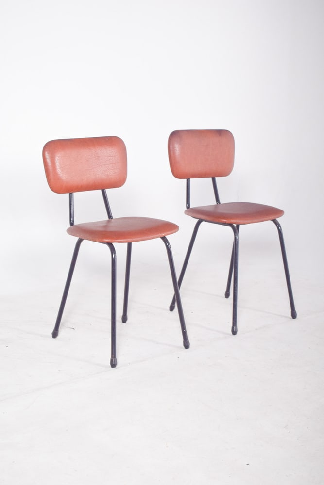 Chair in Red Synthetic Leather, 1970s - 6