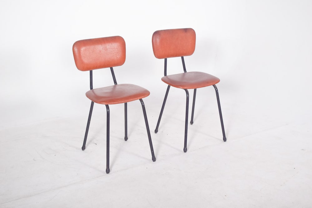 Chair in Red Synthetic Leather, 1970s - 7