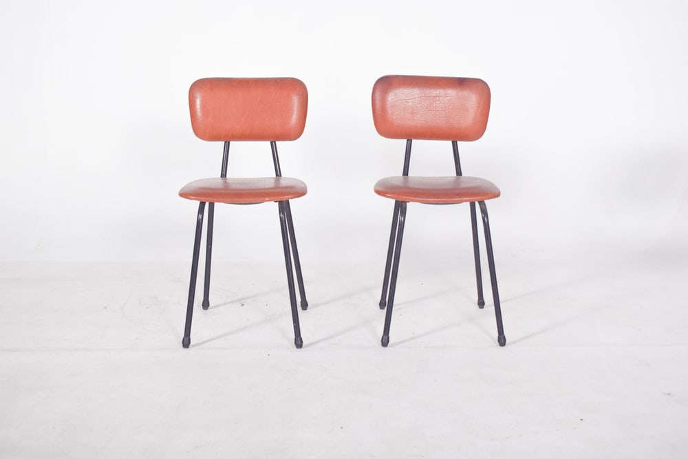 Chair in Red Synthetic Leather, 1970s - 8