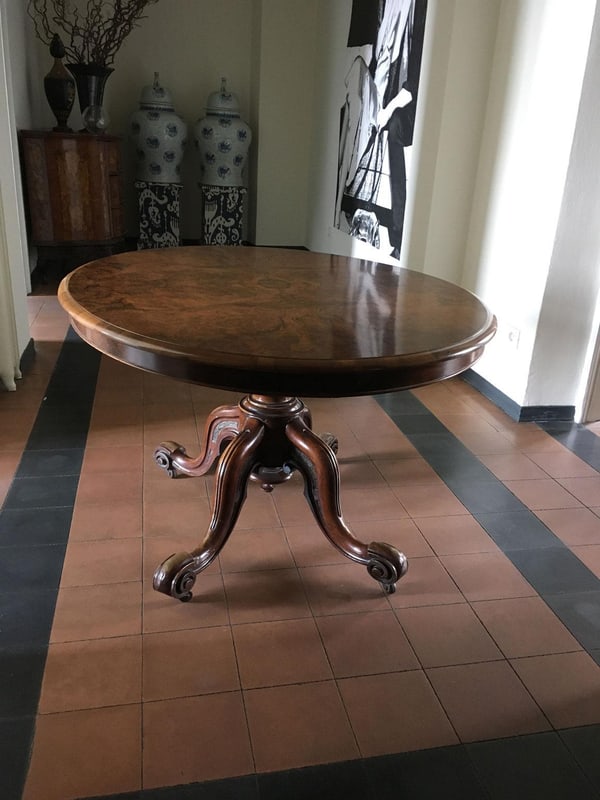 Victoria Walnut Tilt Top Table attributed to Filmer - 4