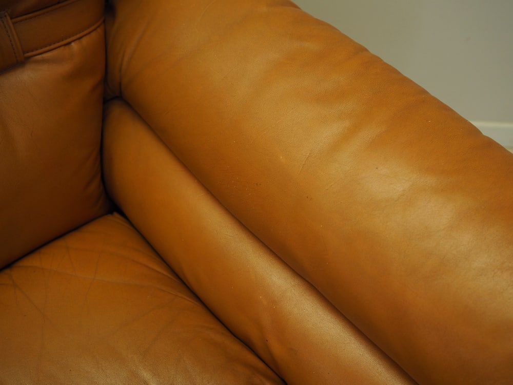 Space Age Orange Leather Sofa, Italy, 1960s - 15