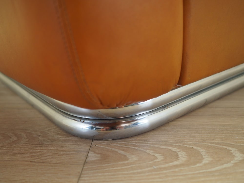 Space Age Orange Leather Sofa, Italy, 1960s - 16