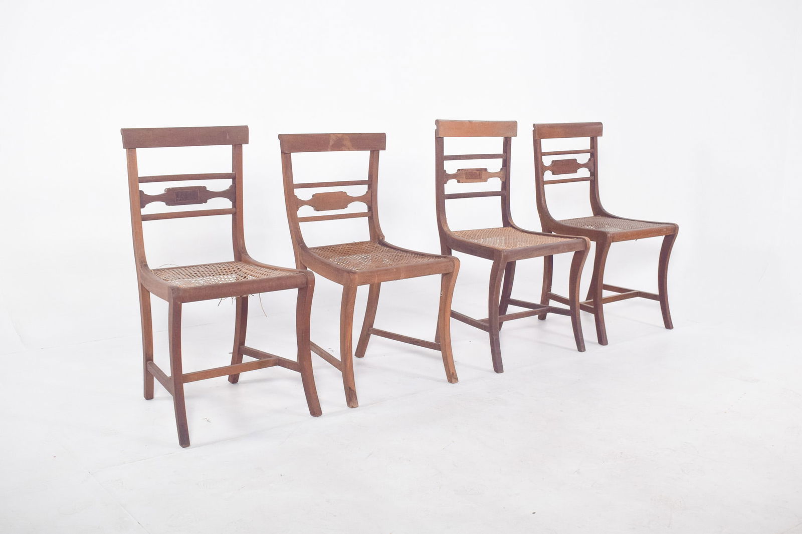 Antique Chairs with Straw Bottoms, 1890s, Set of 4 - 2