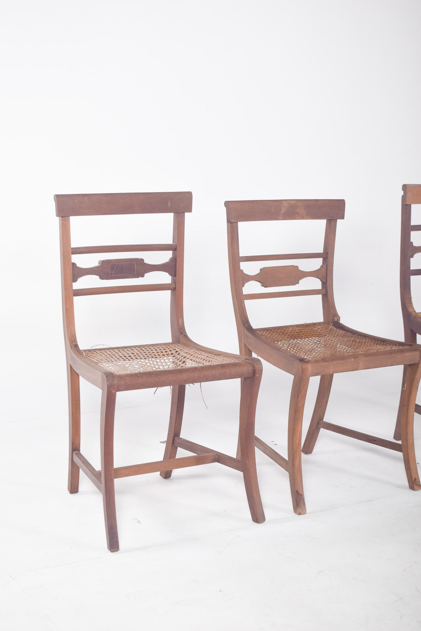 Antique Chairs with Straw Bottoms, 1890s, Set of 4 - 3