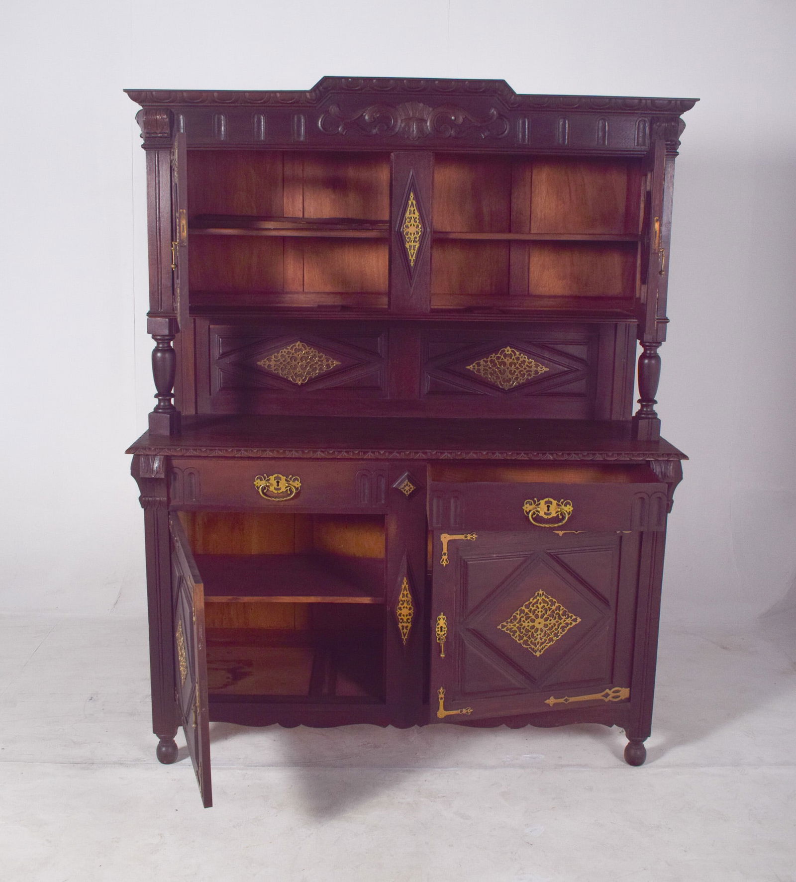 Antique Dutch Cabinet with Brass Fittings, 1800s - 11