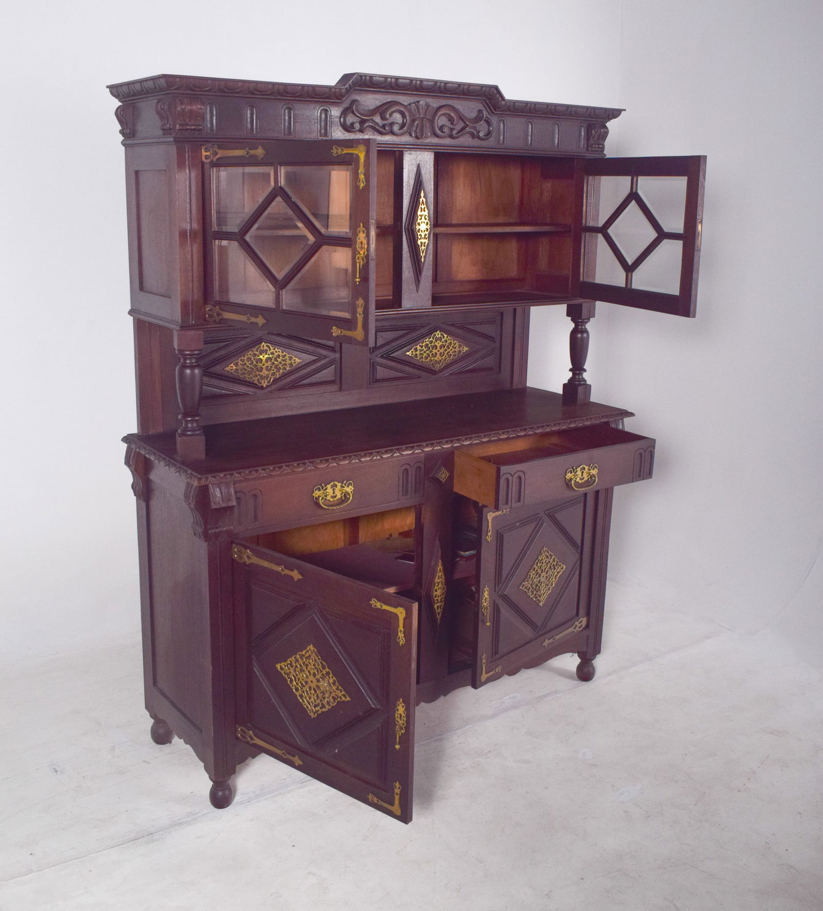 Antique Dutch Cabinet with Brass Fittings, 1800s - 14