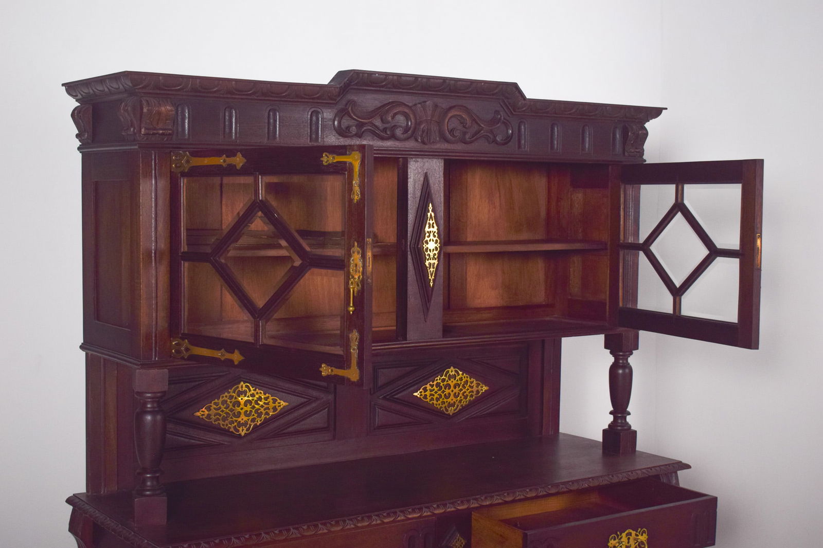 Antique Dutch Cabinet with Brass Fittings, 1800s - 8