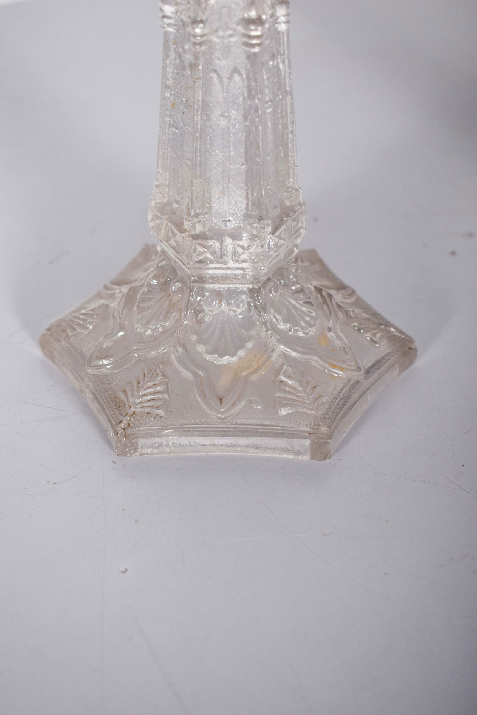 Glass Candleholder with Relief Work, 1920s - 3