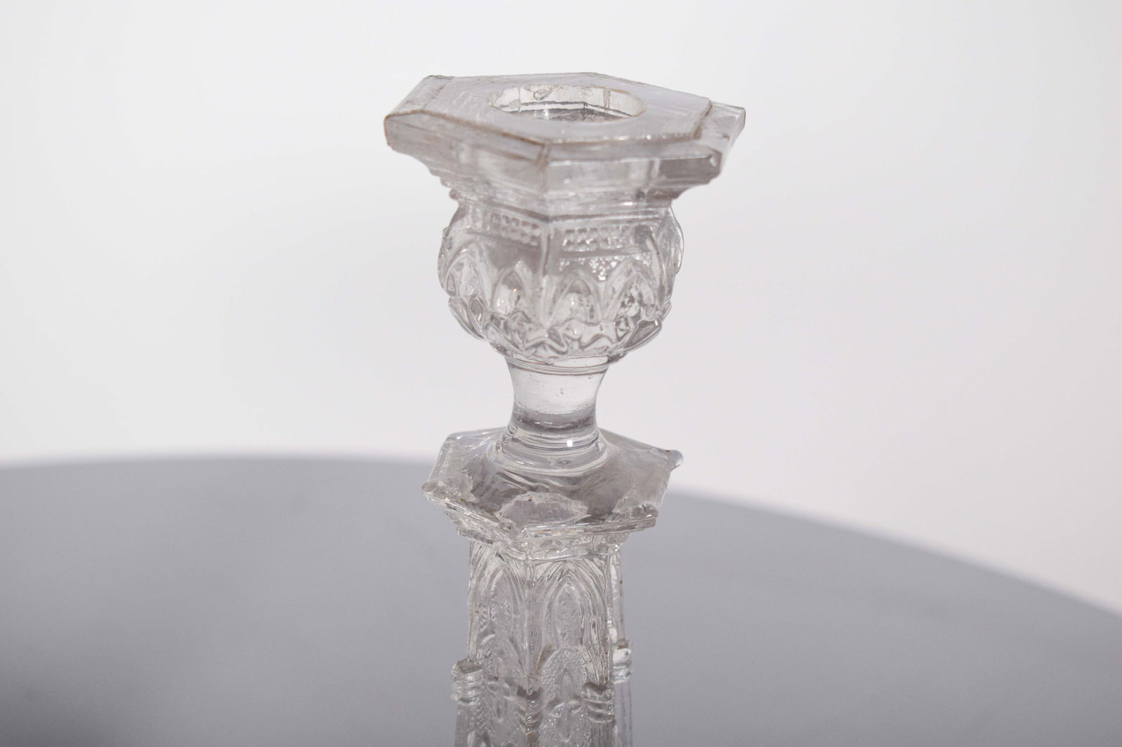 Glass Candleholder with Relief Work, 1920s - 5