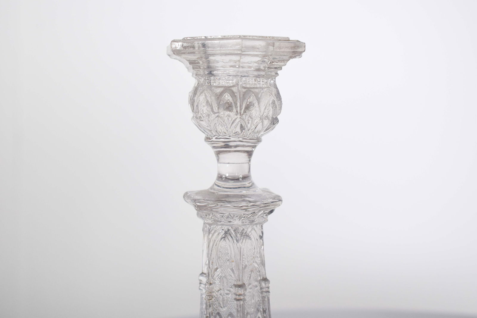 Glass Candleholder with Relief Work, 1920s - 6