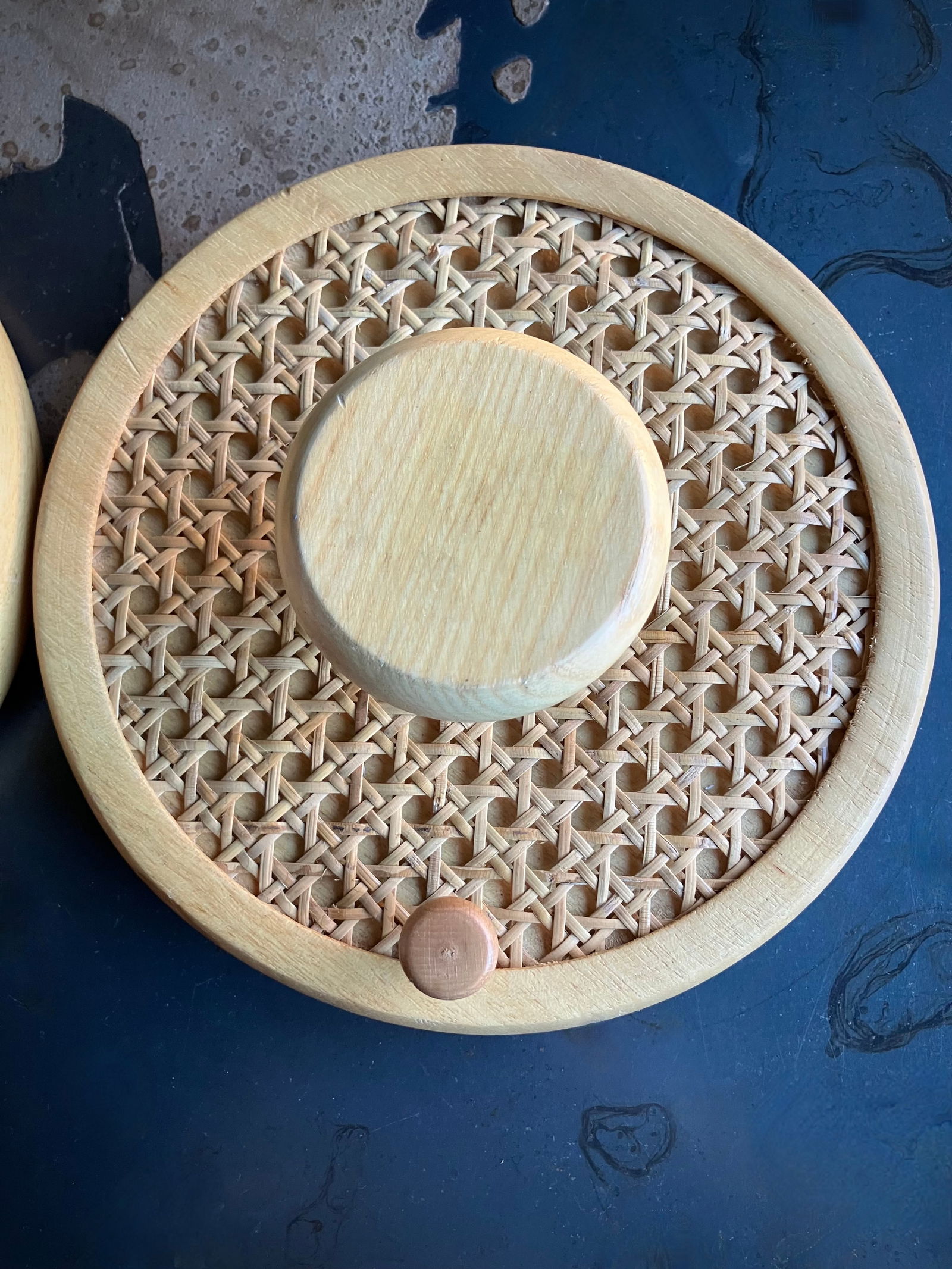 Coat Wall Hooks in Wood and Woven Cane, 1960s, Set of 2 - 11