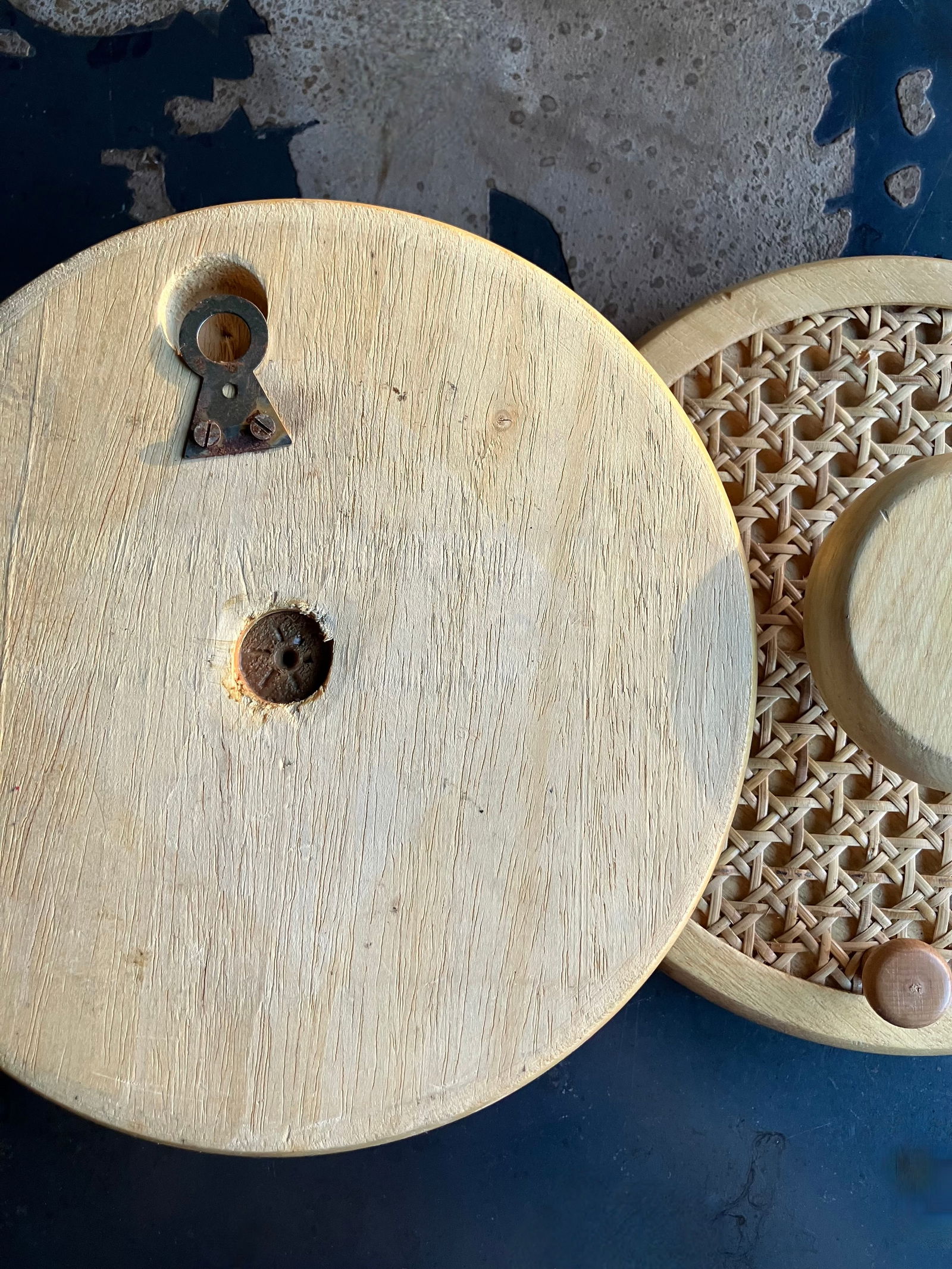 Coat Wall Hooks in Wood and Woven Cane, 1960s, Set of 2 - 12