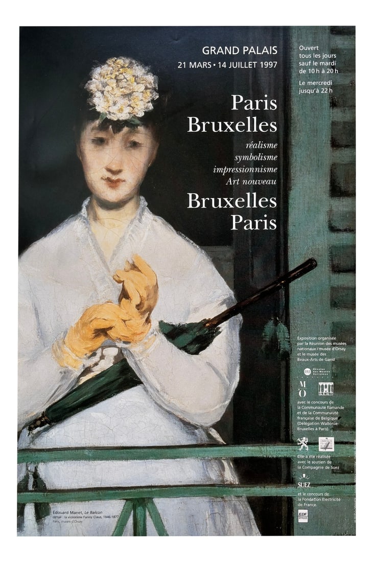 Édouard Manet, Le Balcon, 1997, Lithograph: Édouard ManetLe Balcon - The BalconyAUTHENTIC Vintage Exhibition poster at Grand PalaisMarch 21st - July 14th, 1997Exhibition of art in Paris and Brussels:RealismSymbolismImpressionismArt