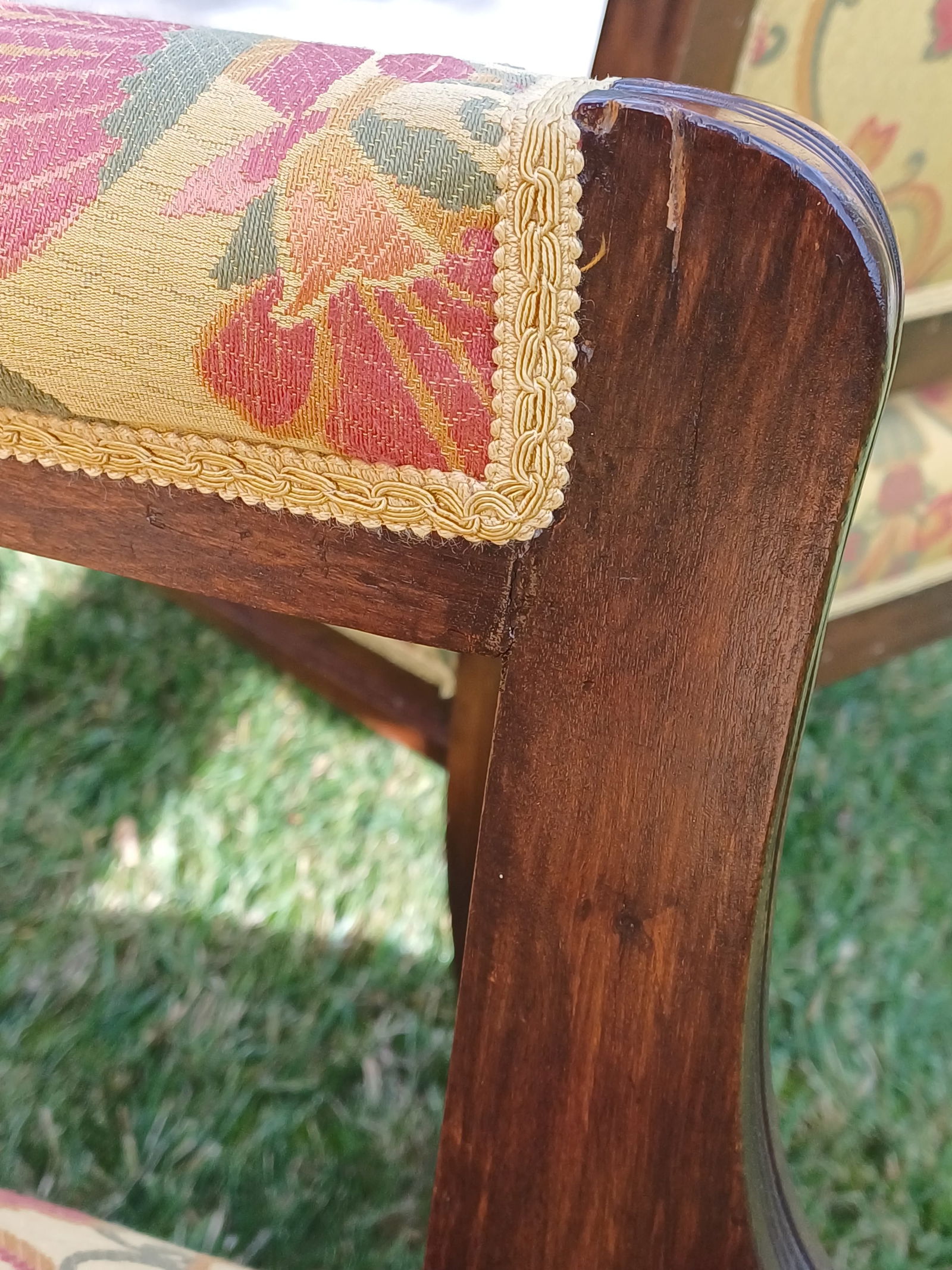 Walnut Armchairs with Silk Upholstery, 1830, Set of 2 - 3