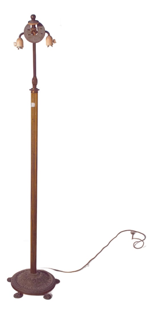 Anish Metal Floor Lamp, 1950s: This vintage Danish floor lamp from the 1950s is crafted in metal with a tall, slender column that emphasizes its elegant verticality. The fluted shaft adds subtle decorative detail, while the ornate