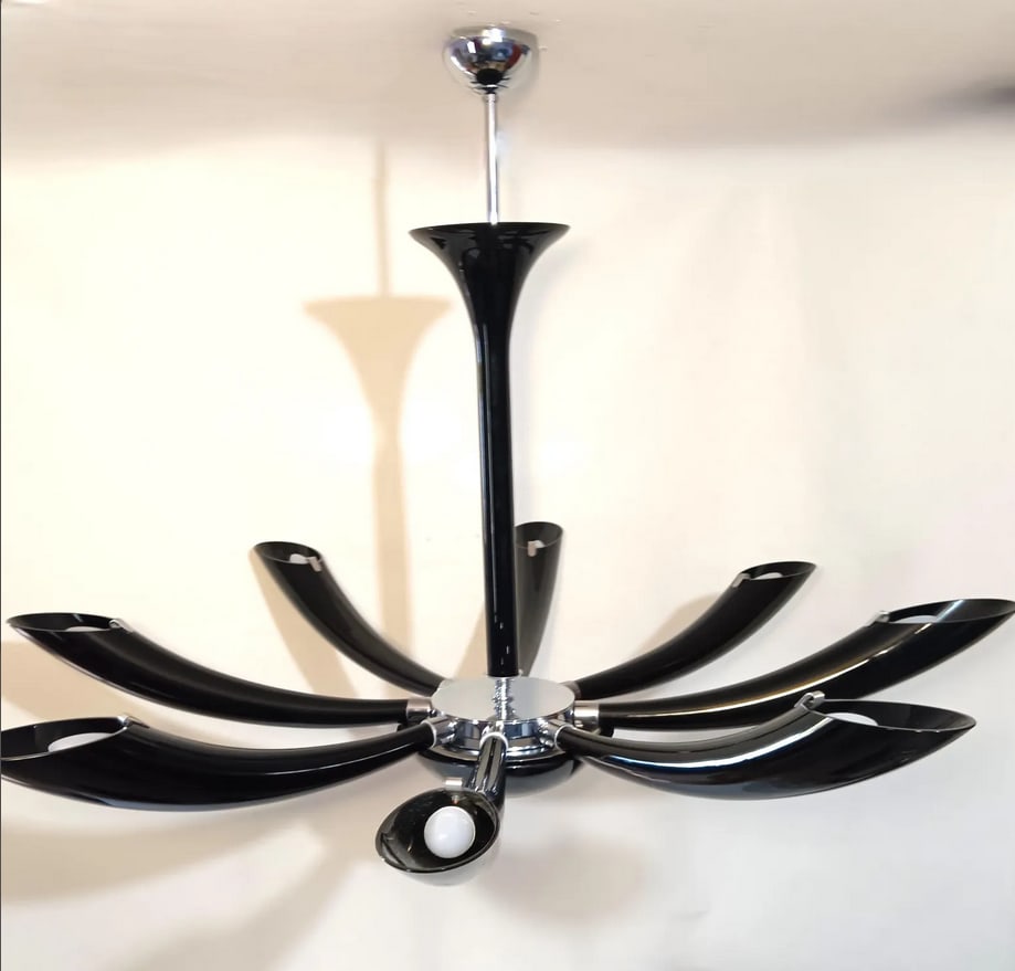 Murano Glass Nero Infinito Ceiling Light by Seguso - 4