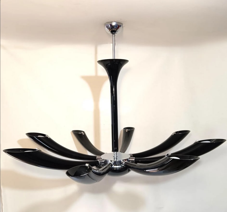 Murano Glass Nero Infinito Ceiling Light by Seguso - 5