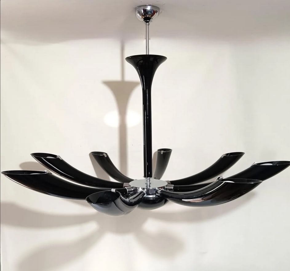 Murano Glass Nero Infinito Ceiling Light by Seguso - 6