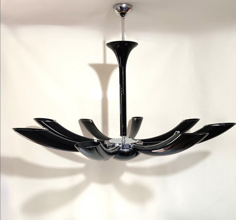 Murano Glass Nero Infinito Ceiling Light by Seguso - 9