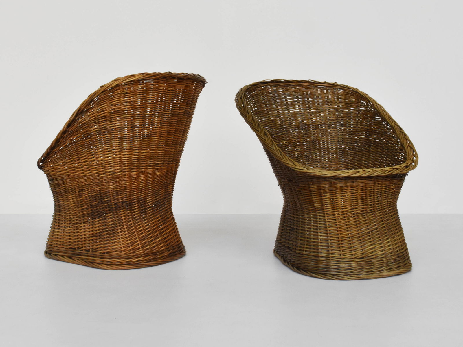 Set of Nordic Barrel Armchairs in Woven Rush, 1970 - 2