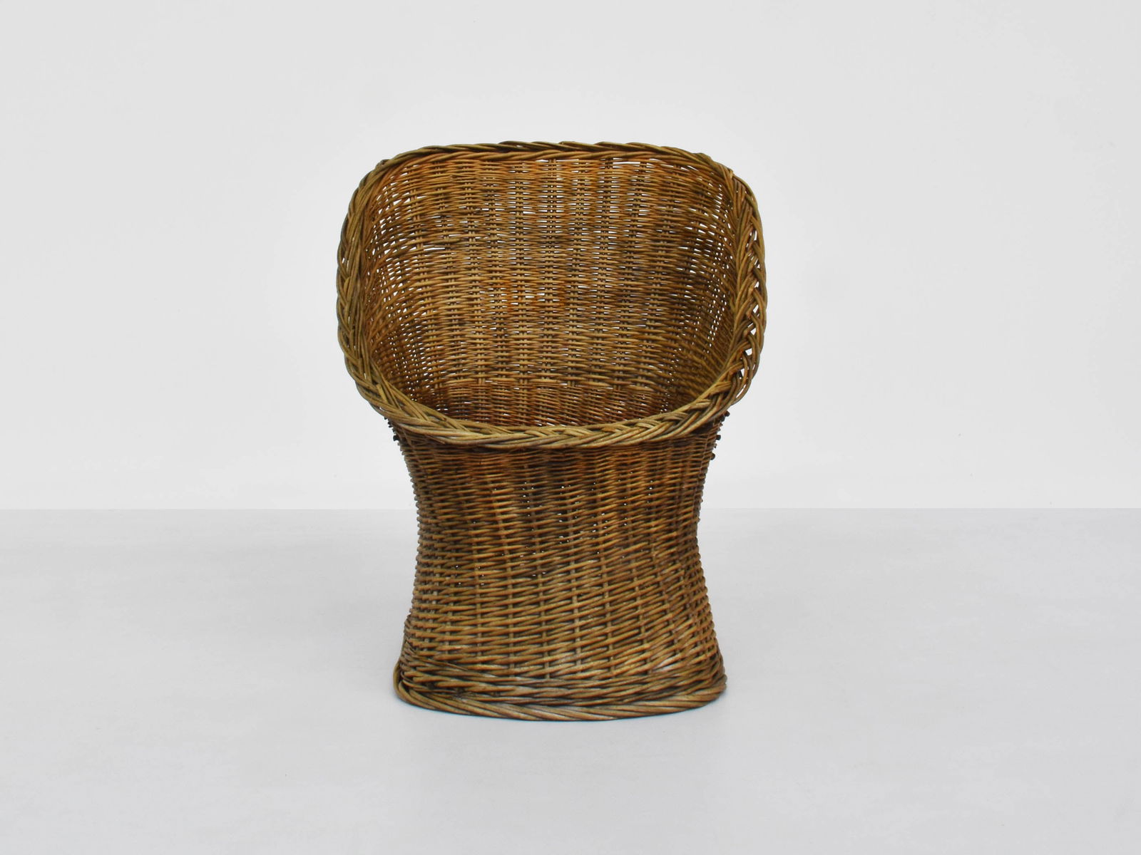 Set of Nordic Barrel Armchairs in Woven Rush, 1970 - 3