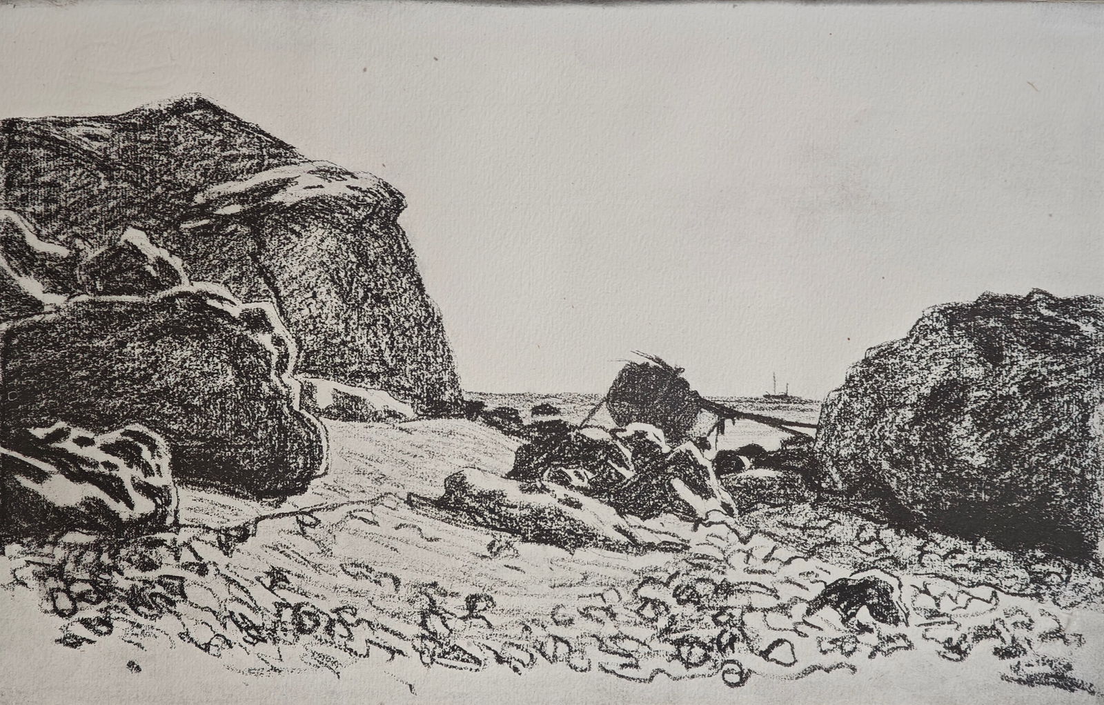 After Claude Monet, Boat Between Cliffs, Lithograph - 4