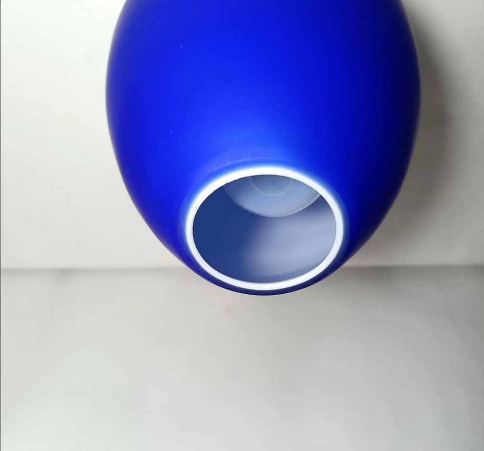 Ceiling Light in Opaline Cobalt Blue Glass, 1980s - 5