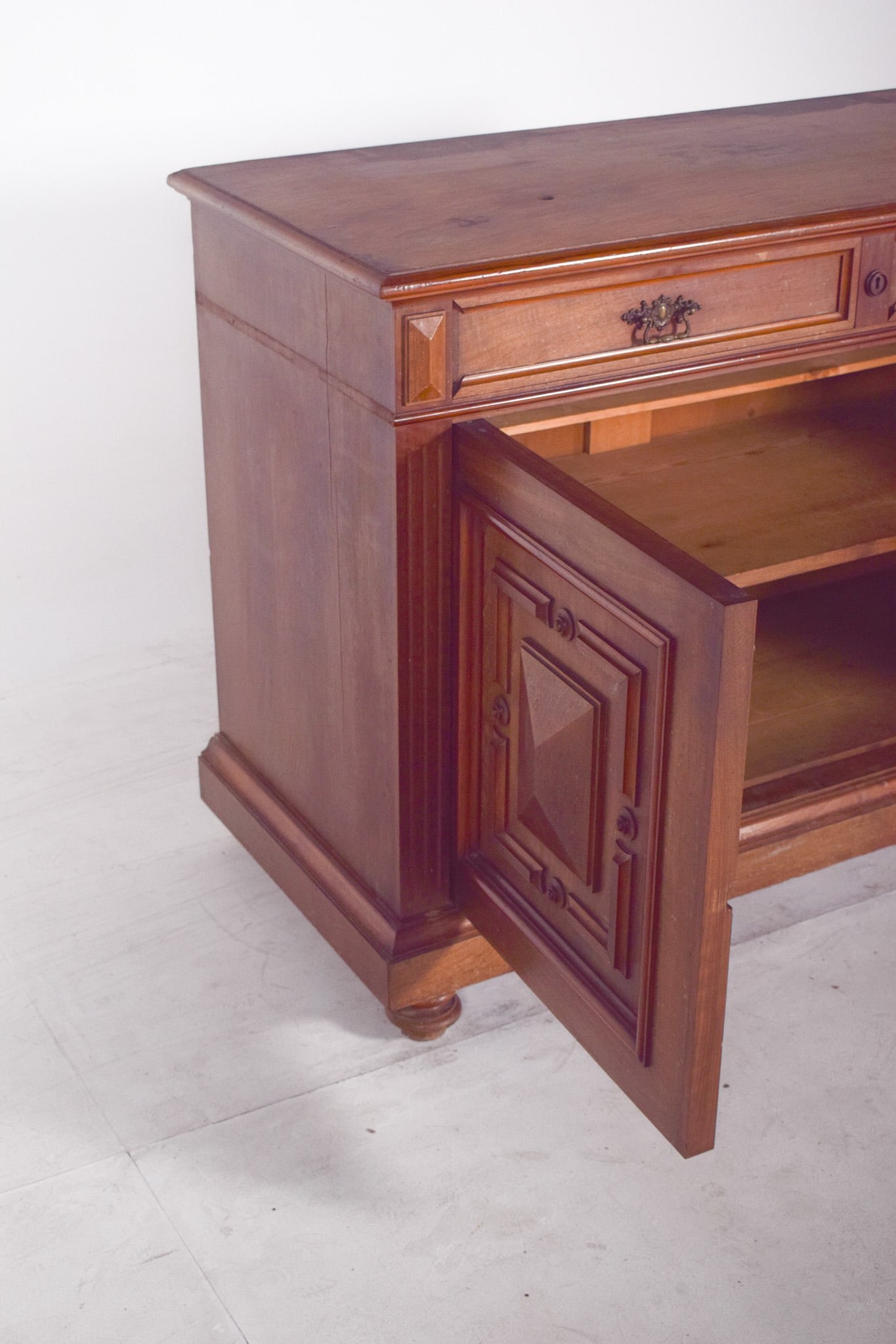 Antique European Oak Sideboard with Padded Doors - 4