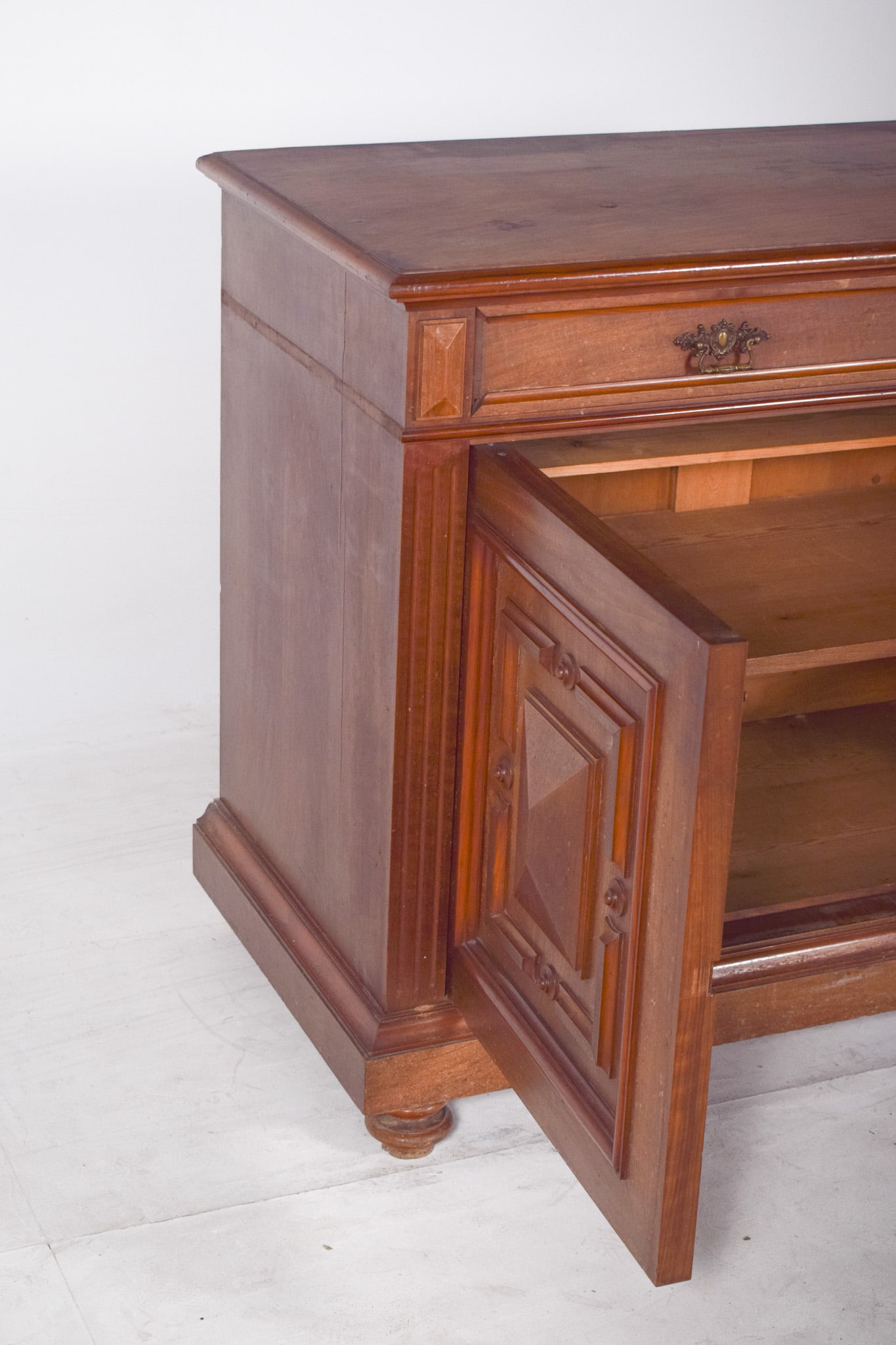 Antique European Oak Sideboard with Padded Doors - 5