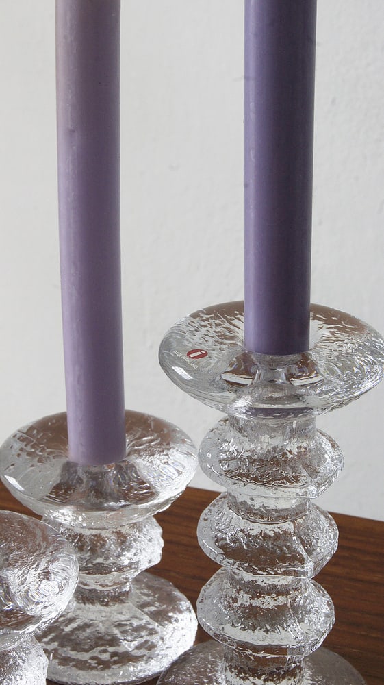 Glass Candlesticks by Sarpaneva for Iittala, Set of 3 - 3