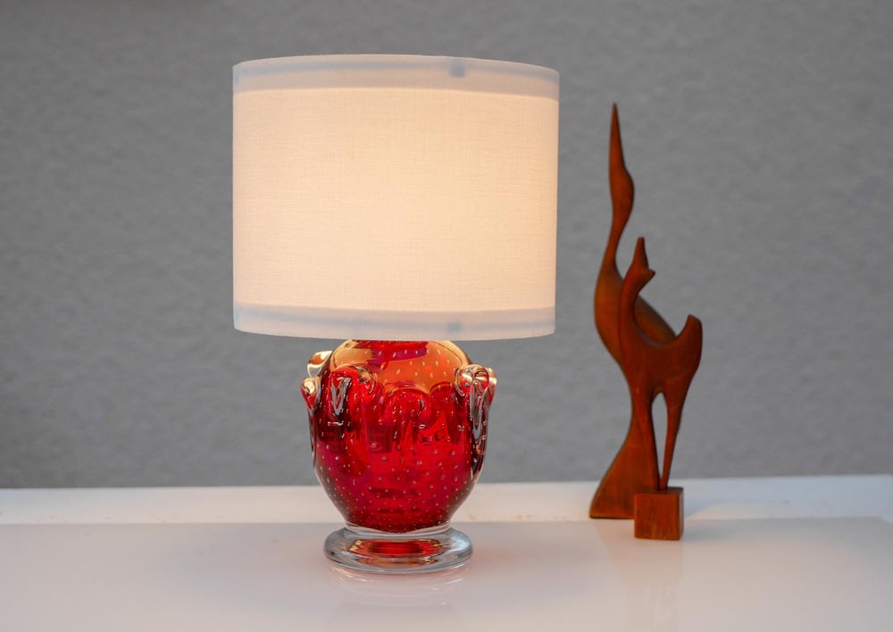 Red Crystal Glass Lamp by Börne Augustsson for Åseda - 5