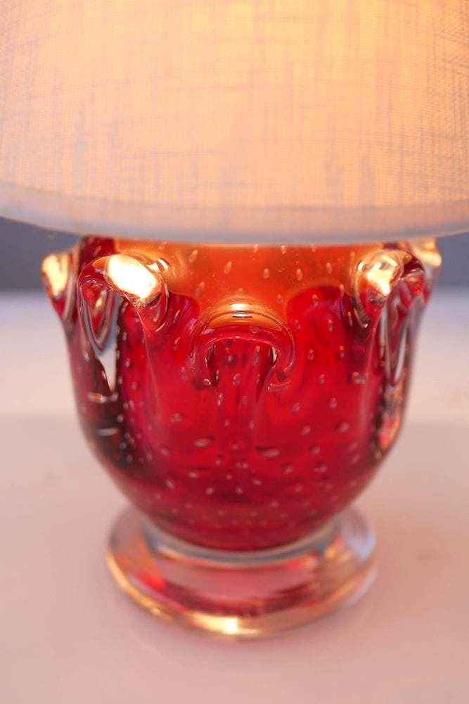 Red Crystal Glass Lamp by Börne Augustsson for Åseda - 8