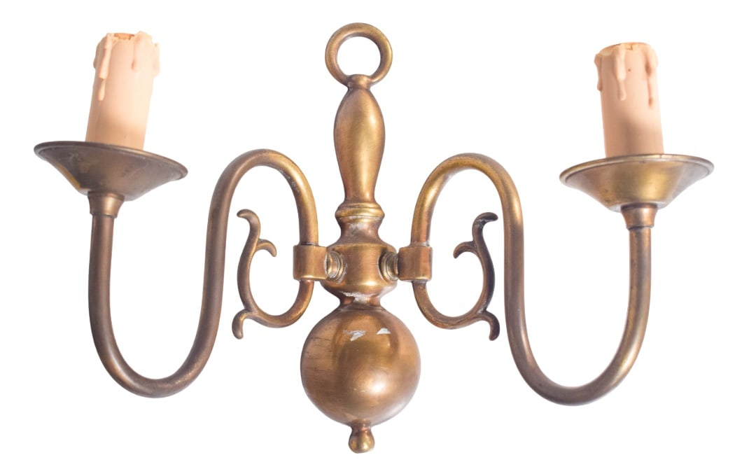 Two-Arm Wall Light in Brass, 1920 (1 of 10)