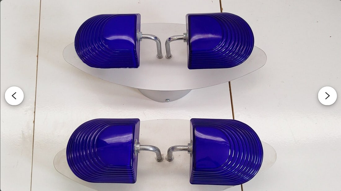 Art Deco Indigo Murano Glass Sconces, 1980s, Set of 2 - 10