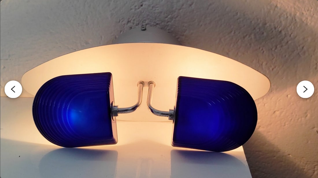 Art Deco Indigo Murano Glass Sconces, 1980s, Set of 2 - 2