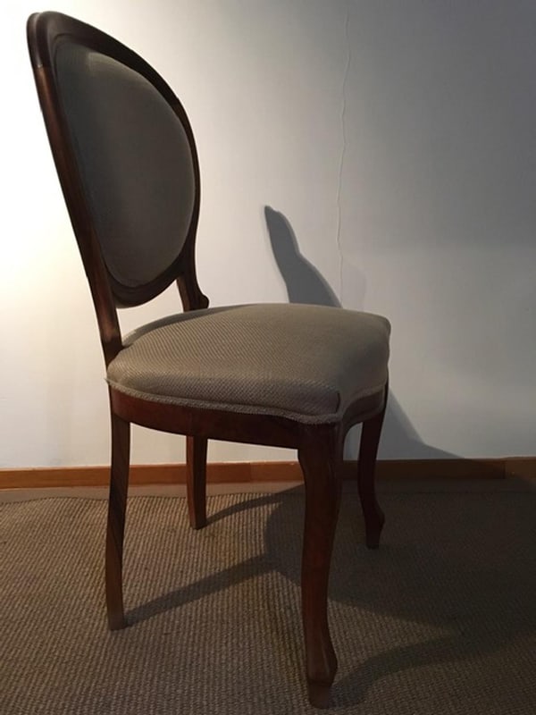 Chairs in Walnut and Linen, Italy, 1990s, Set of 4 - 14