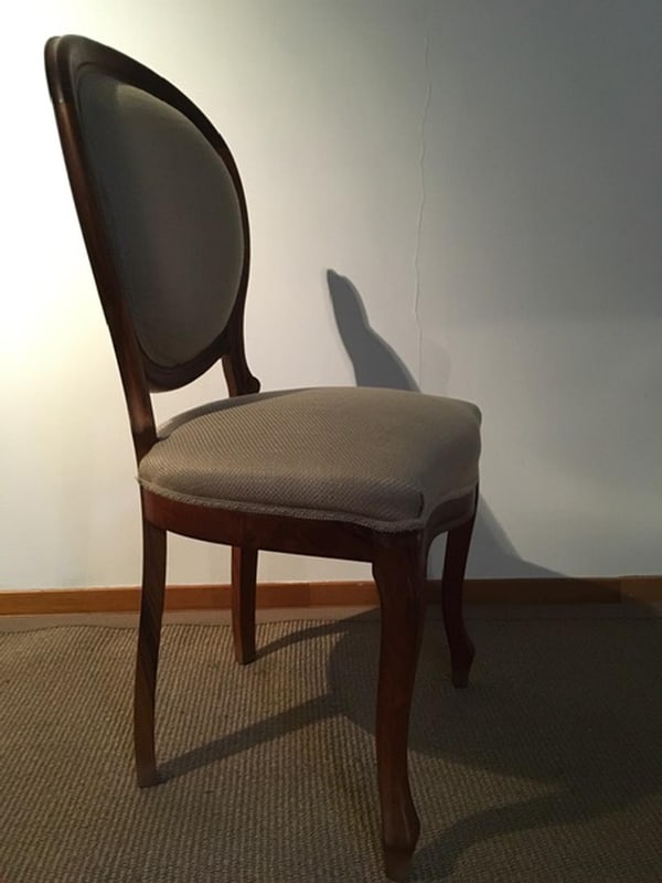 Chairs in Walnut and Linen, Italy, 1990s, Set of 4 - 15