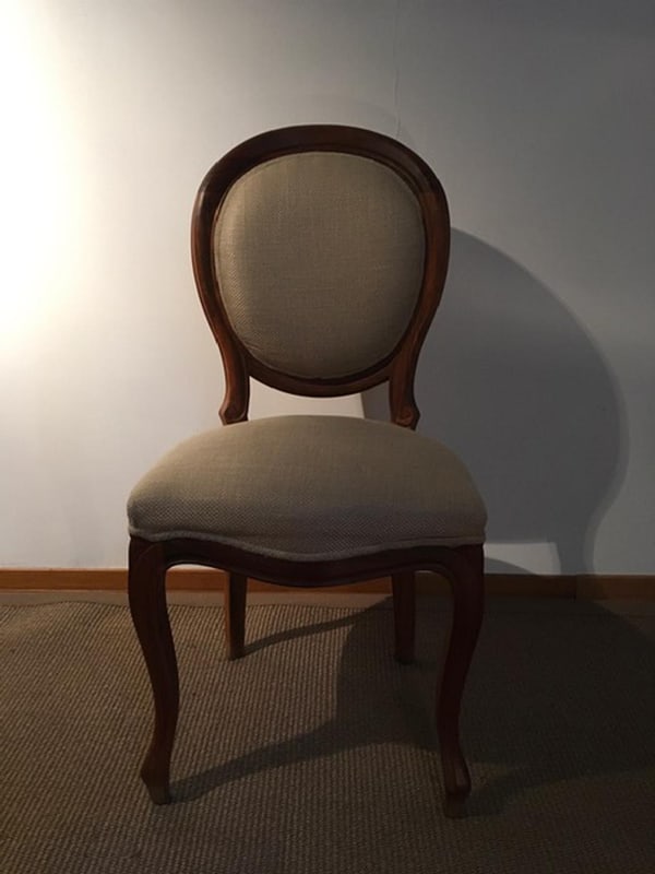 Chairs in Walnut and Linen, Italy, 1990s, Set of 4 - 2