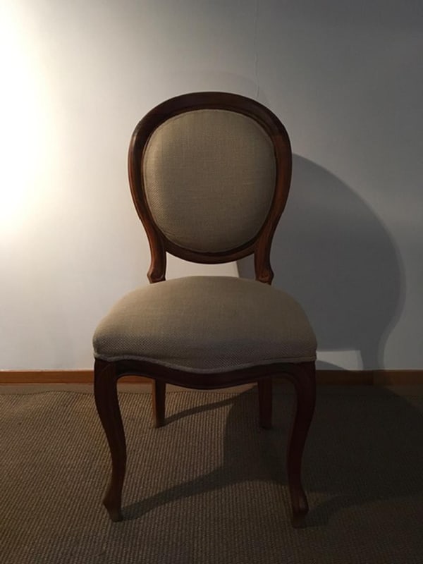Chairs in Walnut and Linen, Italy, 1990s, Set of 4 - 3