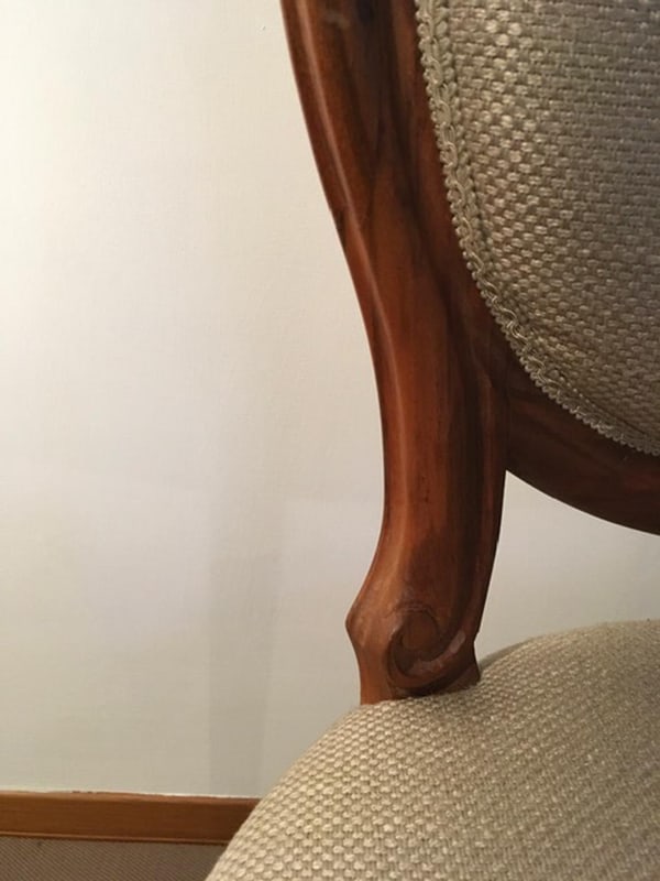 Chairs in Walnut and Linen, Italy, 1990s, Set of 4 - 7