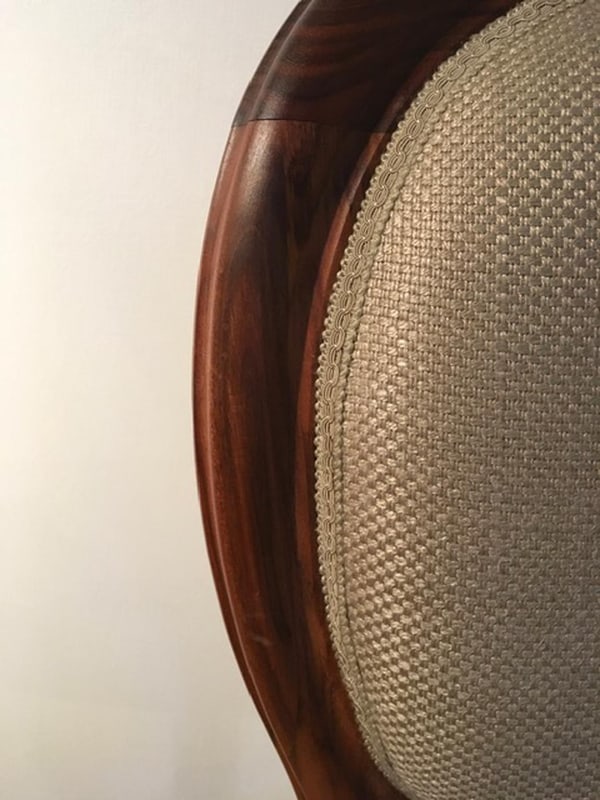 Chairs in Walnut and Linen, Italy, 1990s, Set of 4 - 8