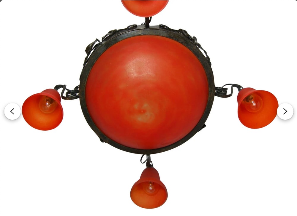 Art Deco Art Nouveau Pate de Verre Chandelier, 1980s - 6