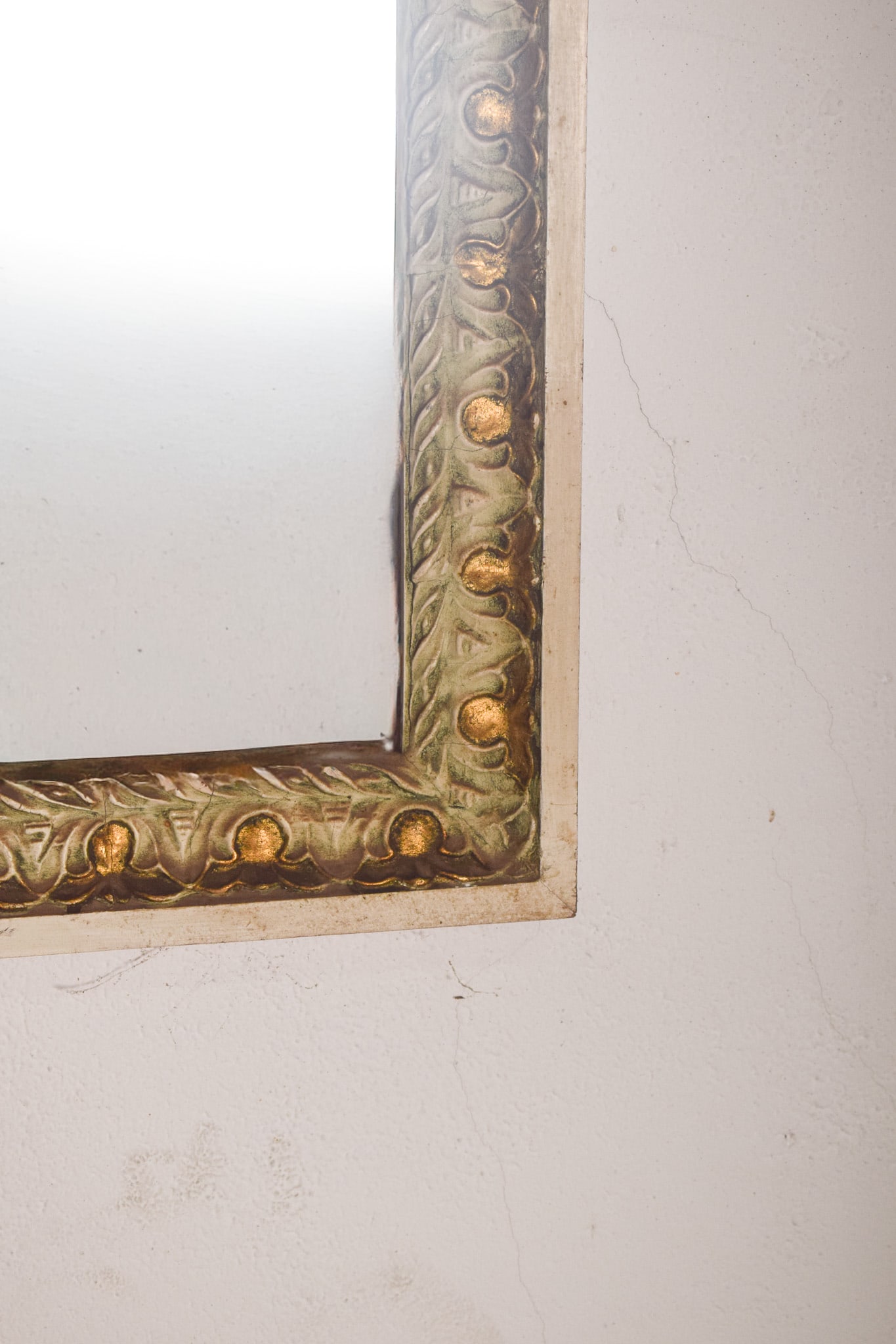 Rectangular Light Green and Gilt Wooden Framed Mirror - 3