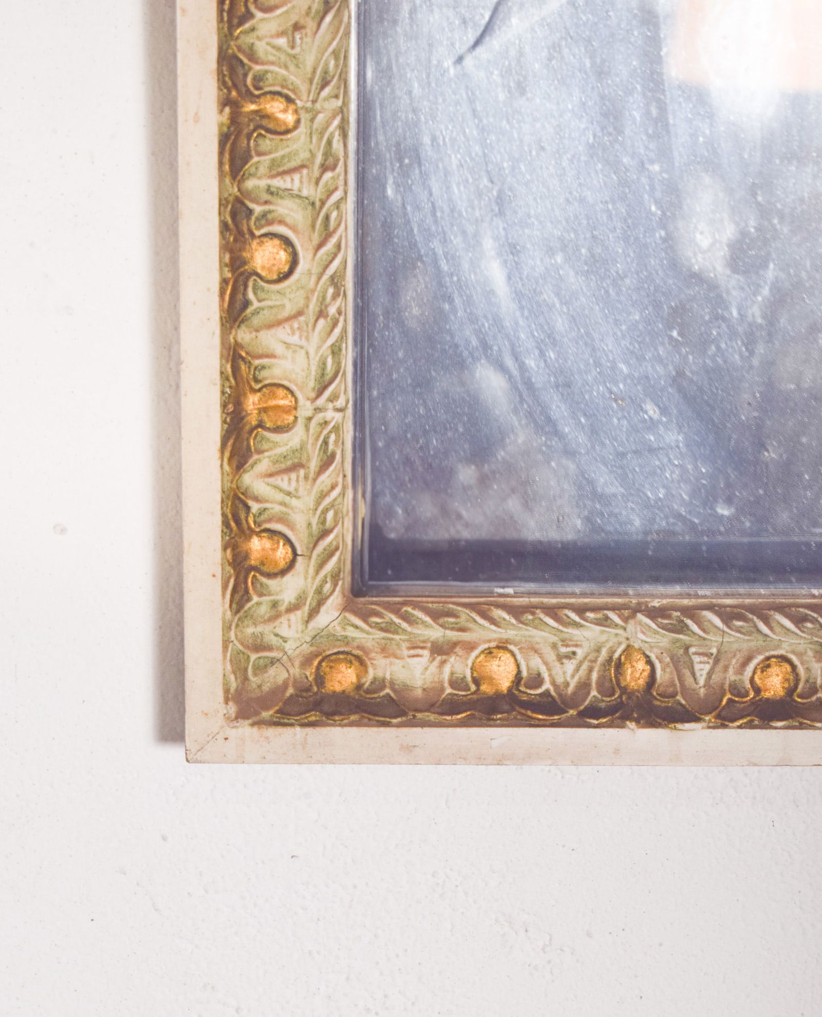 Rectangular Light Green and Gilt Wooden Framed Mirror - 4