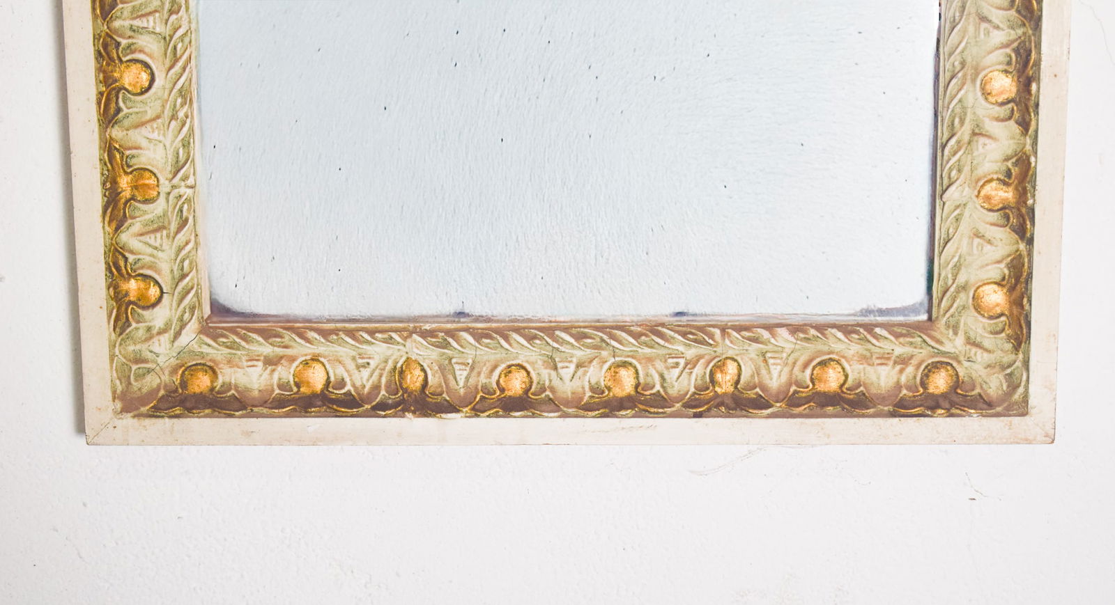 Rectangular Light Green and Gilt Wooden Framed Mirror - 5