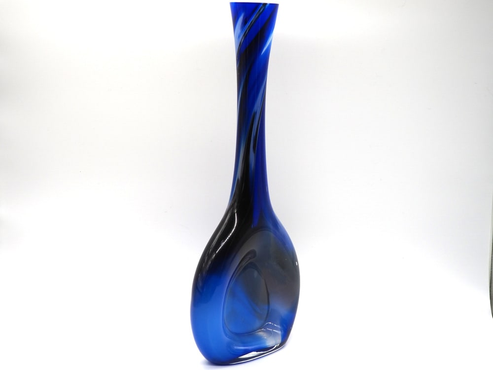 Italian Blue Handmade Glass Vase by Lino, 1980s - 3