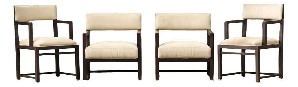 Italian Chairs & Armchairs, 1980s, Set of 4: The tallest chairs measure: 85cm. Height, 49cm. deep, 54cm. wide, from the floor to the seat, 45cm. Country of Manufacture: Italy Design Period: 1980 to 1989 Production Period: 1990 to 1999